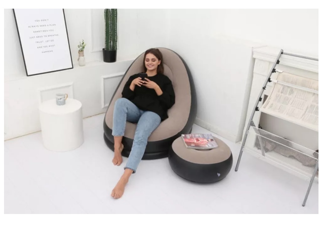 SOFÁ TUMBONA SILLA INFLABLE REPOSA PIES PUFF X L + INFLADOR - 5