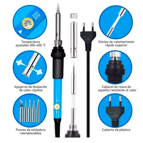 KIT RIQUI ELECTRICO CAUTÍN 220V 60W REGULABLE 5 PUNTAS 15 PCS - 3