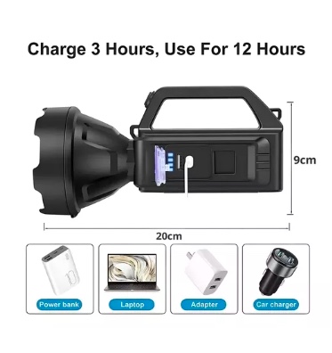 LINTERNA LED RECARGABLE ALTO ALCANCE PORTATIL - 3