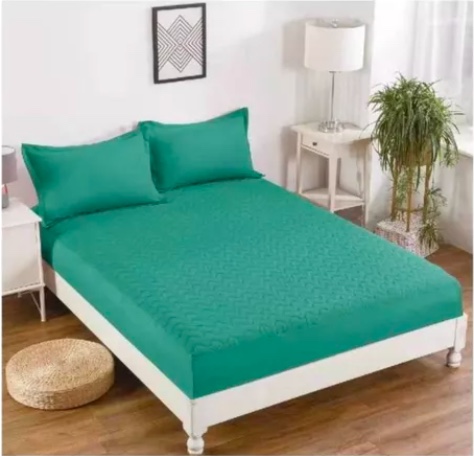 CUBRECOLCHÓN RIQUI 2 PLAZAS VERDE IMPERMEABLE + FUNDAS - 1