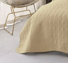 CUBRECAMA QUILT 2 PLAZAS LISO. CREMA - 2
