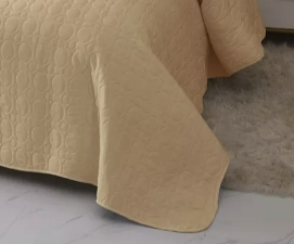 CUBRECAMA QUILT 2 PLAZAS LISO. CREMA - 3