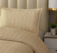 CUBRECAMA QUILT 2 PLAZAS LISO. CREMA - 4
