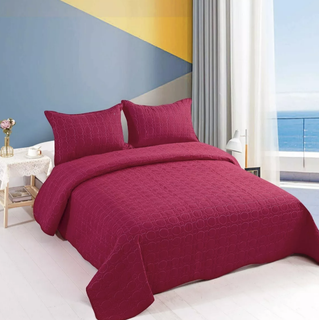 CUBRECAMA QUILT 2 PLAZAS LISO. ROJO - 1