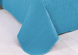 CUBRECAMA QUILT 2 PLAZAS LISO. TURQUESA - 2
