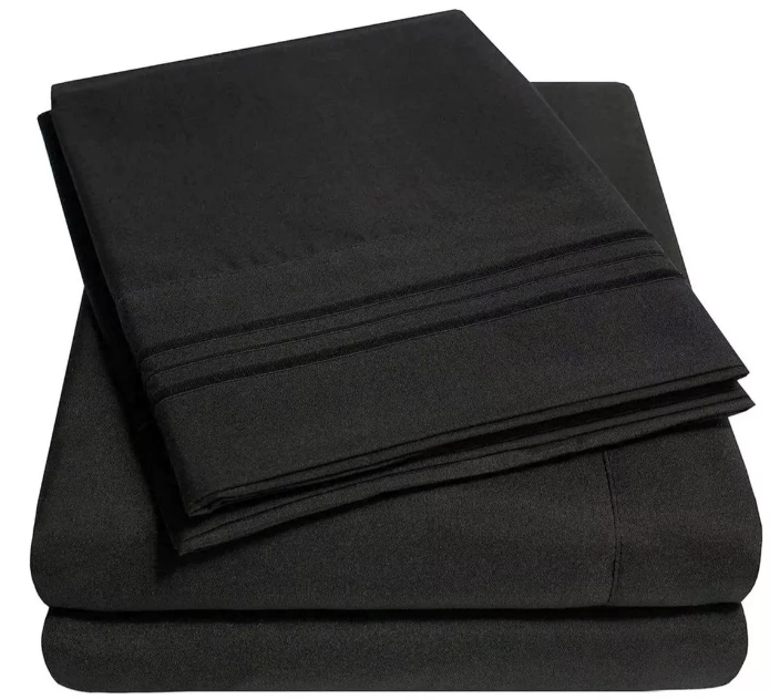 SABANA 1800 2 PLAZAS ULTRA SUAVE + FUNDA BORDADA. NEGRA - 1