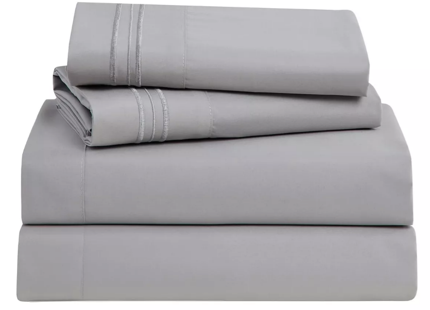 SABANA 1800 KING ULTRA SUAVE + FUNDA BORDADA. GRIS - 1