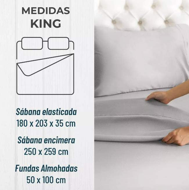 SABANA 1800 KING ULTRA SUAVE + FUNDA BORDADA. GRIS - 3