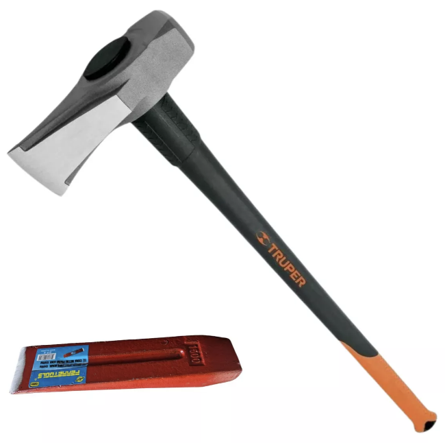 HACHA RIQUI LEÑADORA TRUPER 8 LIBRAS PROFESIONAL FIBRA VIDRIO - 1