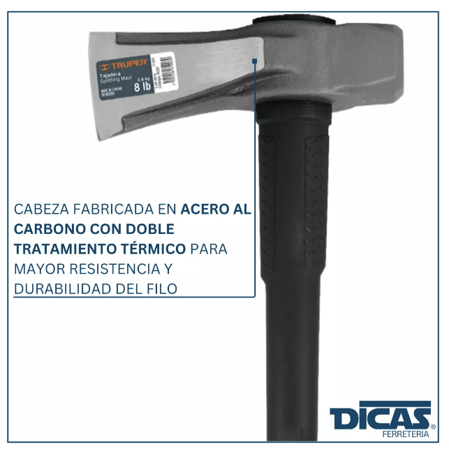 HACHA RIQUI LEÑADORA TRUPER 8 LIBRAS PROFESIONAL FIBRA VIDRIO - 3