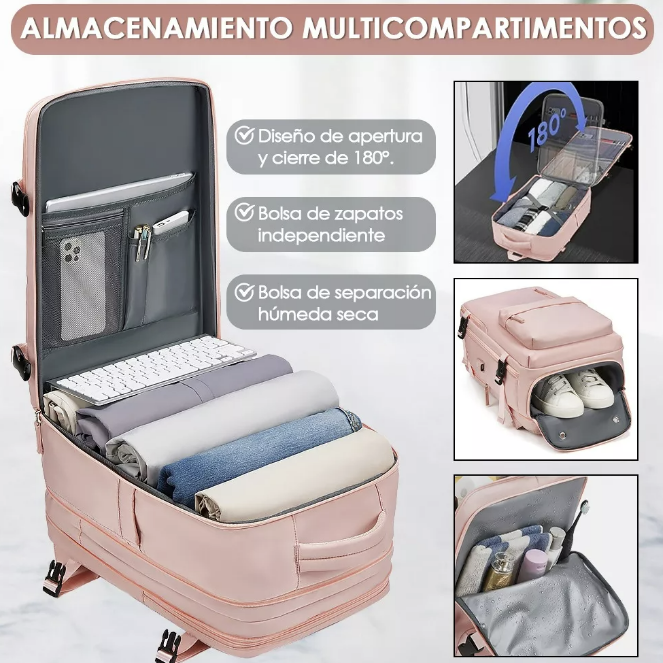 MOCHILA VIAJE NOTEBOOK GRANDE BOLSO IMPERMEABLE EXTENSIBLE - 3