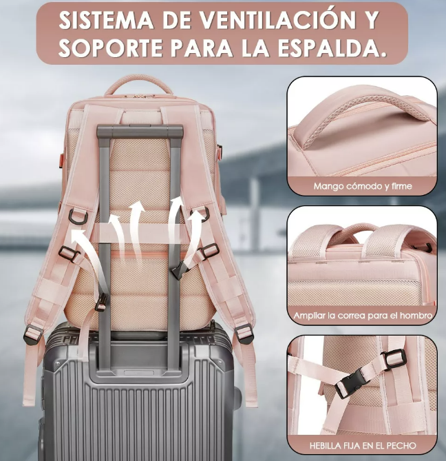 MOCHILA VIAJE NOTEBOOK GRANDE BOLSO IMPERMEABLE EXTENSIBLE - 4