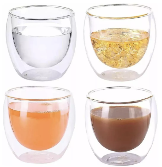 TAZA CAFE EXPRESSO 4 VASOS VIDRIO DOBLE PARED TÉRMICA 80 ML - 3