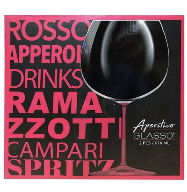 SET 2 COPAS GRANDES APERITIVO GLASSO APEROL GIN COLOR ROSADO - 2