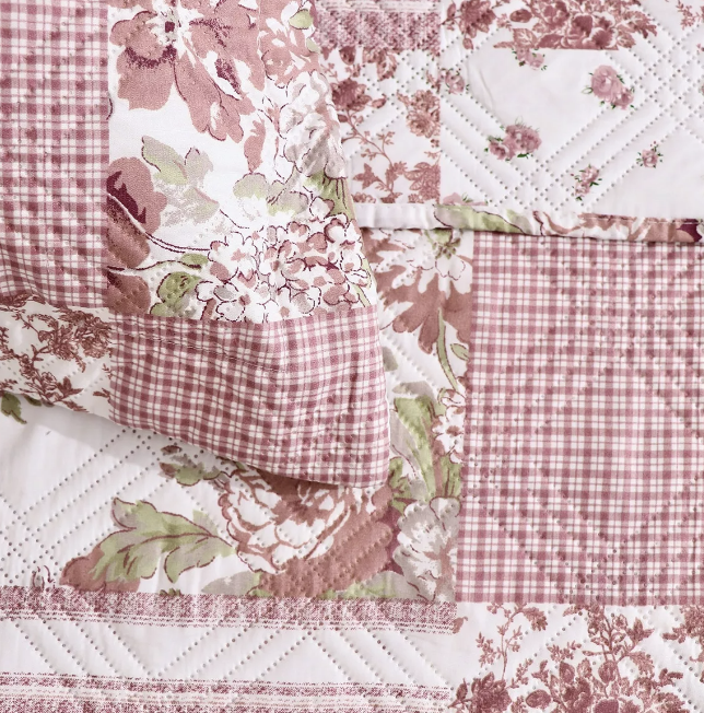 QUILT ANDES ESTAMPADO PATCHWORK ROSADO 2 PLAZAS - 2