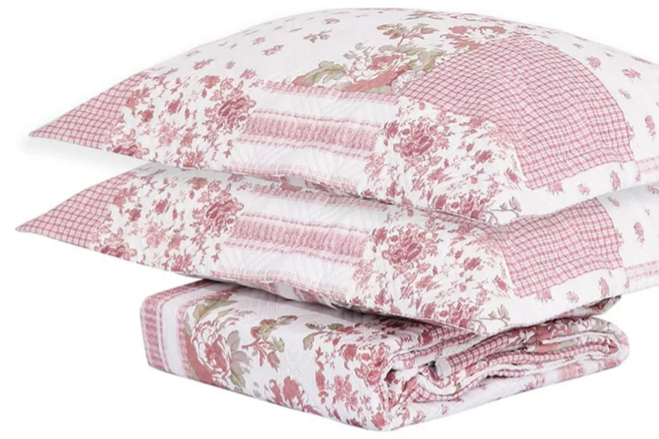 QUILT ANDES ESTAMPADO PATCHWORK ROSADO 2 PLAZAS - 3