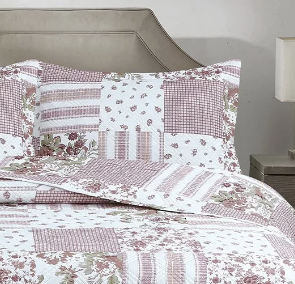 QUILT ANDES ESTAMPADO PATCHWORK ROSADO 2 PLAZAS - 4