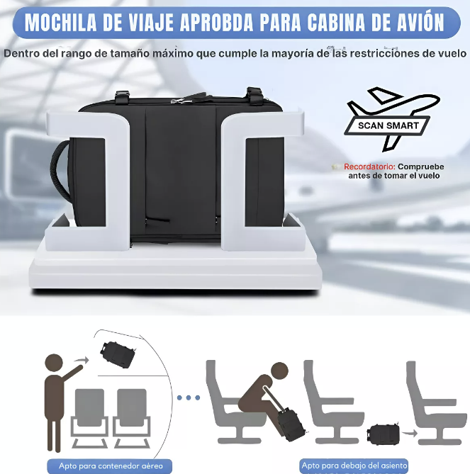 MOCHILA VIAJE EXPANDIBLE CON USB VIRAL PARA CABINA DE AVIÓN - 2