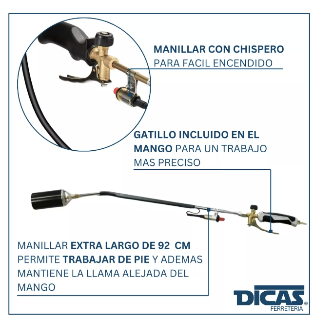 SOPLETE GAS LICUADO ALTA POTENCIA BOQUILLA TURBO - 4