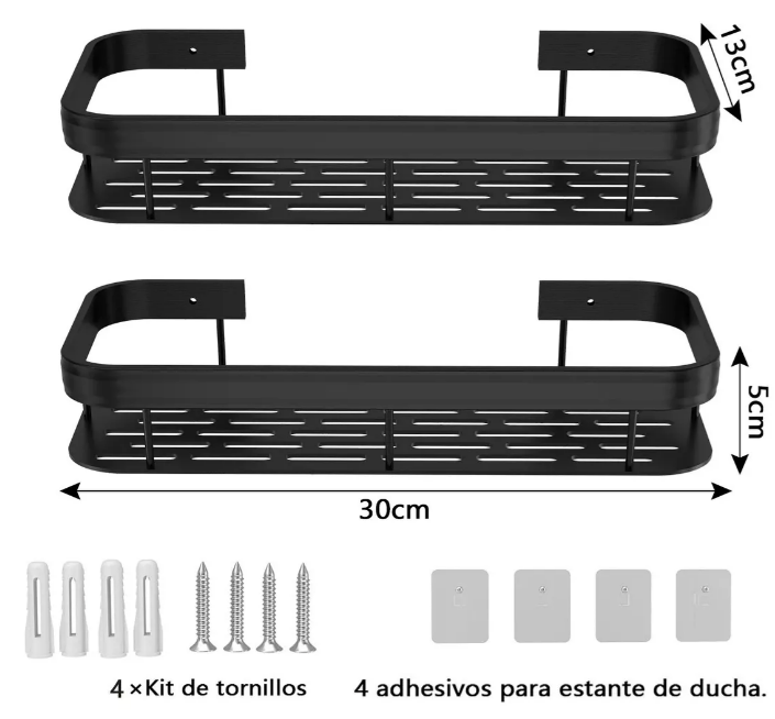 ORGANIZADOR DE DUCHA SET X2 REPISA BAÑO ADHESIVO - 2