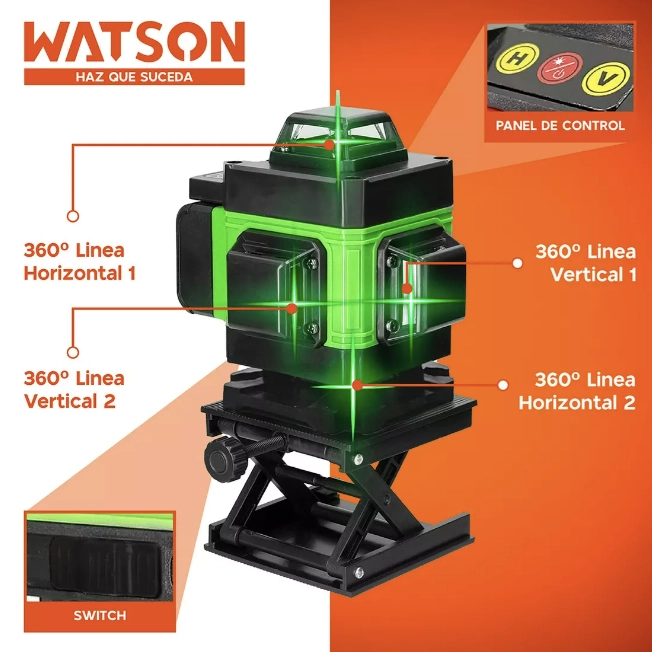 NIVEL LÁSER 16 LÍNEAS WATSON AUTO + 2 BATERÍAS + TRÍPODE - 2