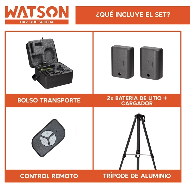 NIVEL LÁSER 16 LÍNEAS WATSON AUTO + 2 BATERÍAS + TRÍPODE - 3