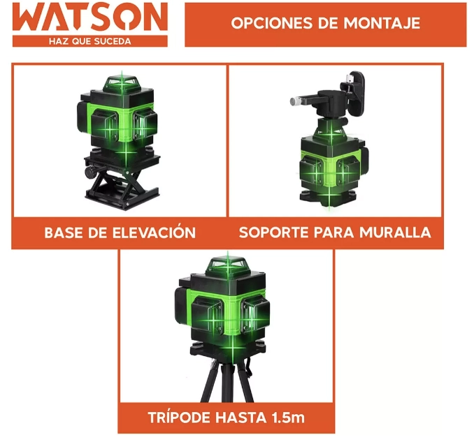 NIVEL LÁSER 16 LÍNEAS WATSON AUTO + 2 BATERÍAS + TRÍPODE - 4