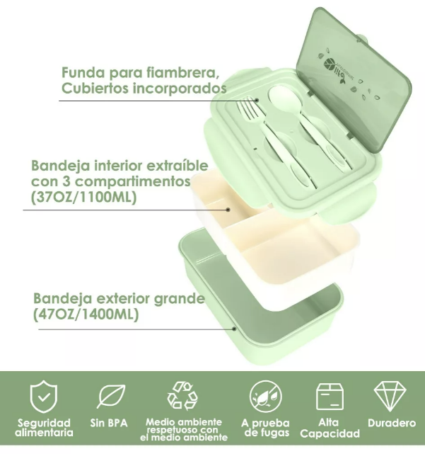 BOLSO LONCHERA TÉRMICA Y FIAMBRERA SET PARA NIÑOS ADULTOS GRIS - 2