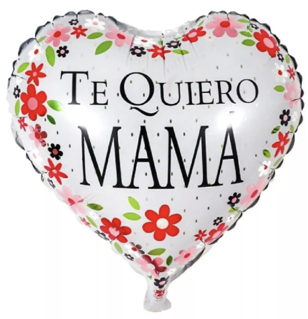 GLOBO RIQUI METÁLICO CORAZÓN TE QUIERO MAMÁ COTILLÓN ACTIVARTE BLANCO - 1