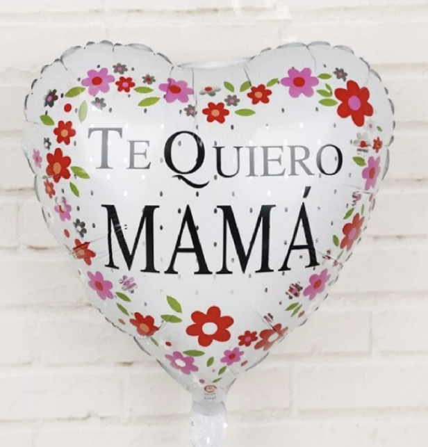 GLOBO RIQUI METÁLICO CORAZÓN TE QUIERO MAMÁ COTILLÓN ACTIVARTE BLANCO - 2