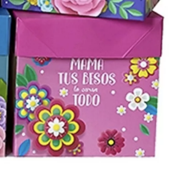CAJA REGALO DÍA DE LA MAMÁ 22 X 22 CM COTILLÓN ACTIVARTE MORADO - 3