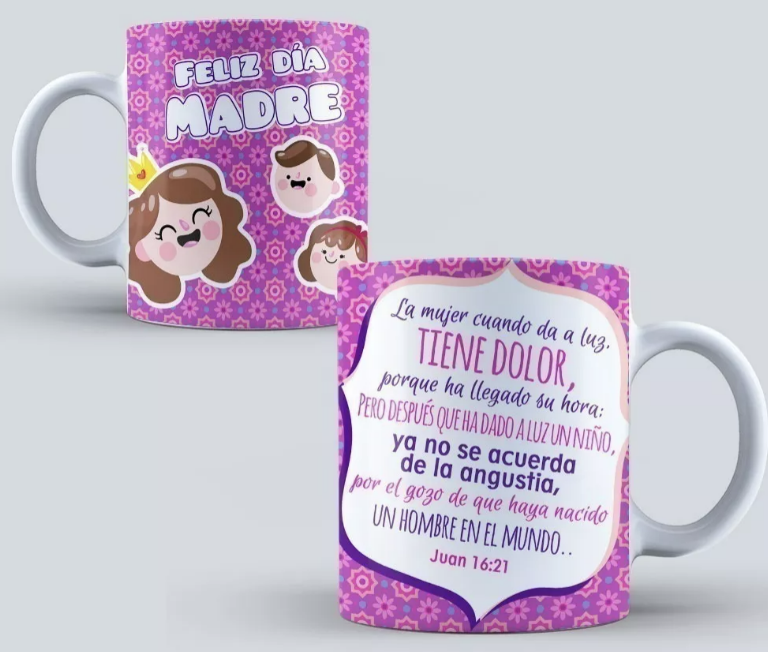 DISEÑOS PLANTILLAS PARA TAZAS DÍA DE LA MADRE SUBLIMACIÓN M1 - 2