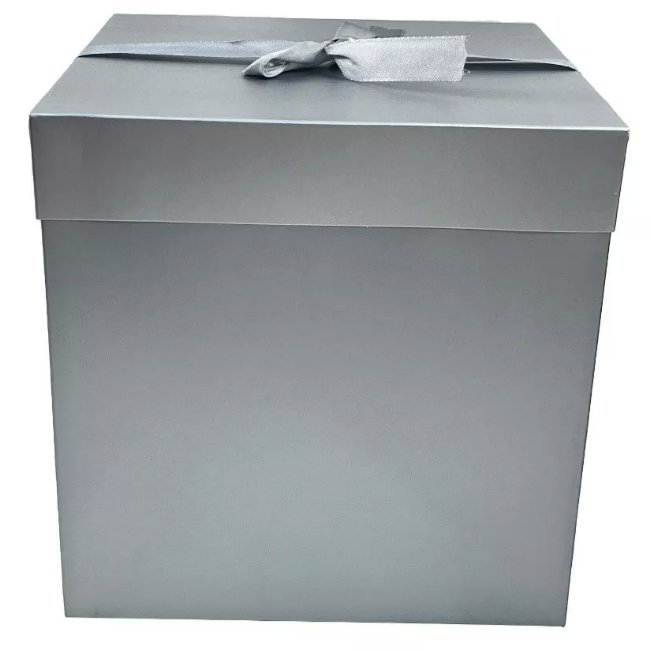 CAJA DE REGALO PLEGABLE 30CM PLATEADO - 2