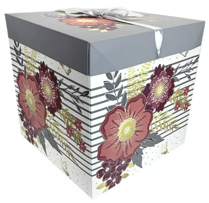CAJA DE REGALO SORPRESA PLEGABLE 22CM FLORES - 2