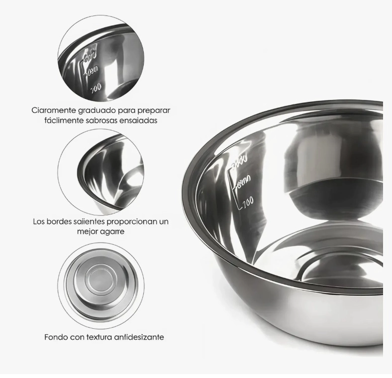 5 Bowls de Acero Inoxidable Compacto y Elegante - 6