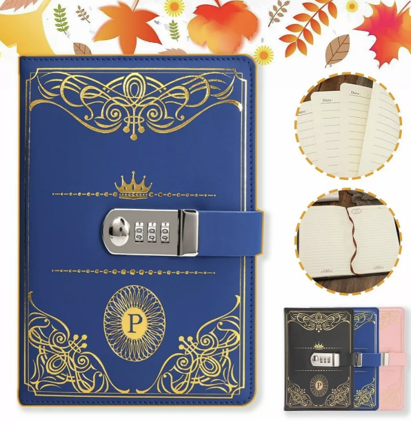 CUADERNO RIQUI CUERO DIARIO PORTÁTIL HOJAS CON CERRADURA AZUL - 1