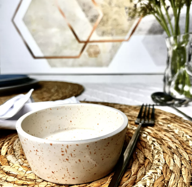 POCILLO BOWL CUENCO CERÁMICA BEIGE CON MANCHAS 10.4X4.2CM X6 - 2