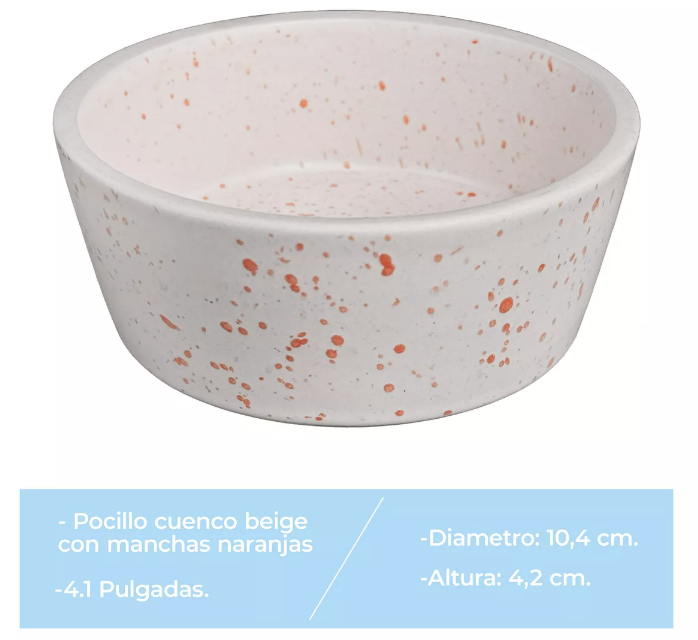 POCILLO BOWL CUENCO CERÁMICA BEIGE CON MANCHAS 10.4X4.2CM X6 - 3