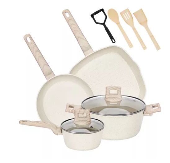 BATERIA COCINA ANTIADHERENTE GRANITO BIFERA ALUMINIO 10 PCS - 1