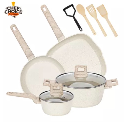 BATERIA COCINA ANTIADHERENTE GRANITO BIFERA ALUMINIO 10 PCS - 8