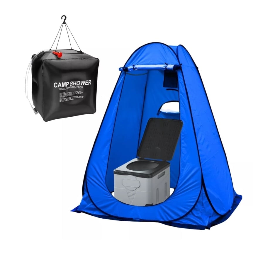 CARPA CASETA VESTIDOR 2P UV + DUCHA 40 L + BAÑO PORTÁTIL - 1