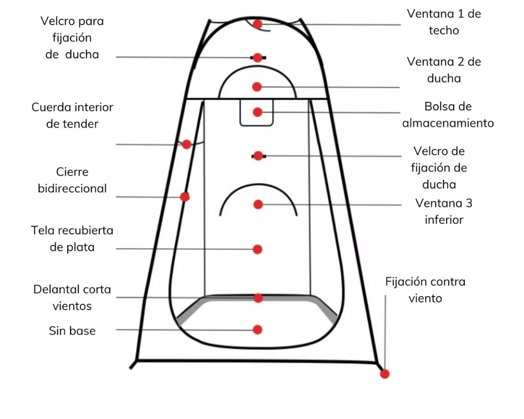 CARPA CASETA VESTIDOR 2P UV + DUCHA 40 L + BAÑO PORTÁTIL - 5