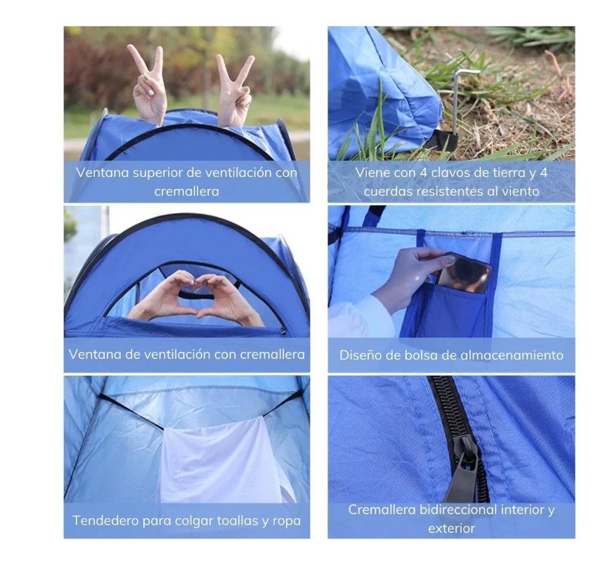 CARPA CASETA VESTIDOR 2P UV + DUCHA 40 L + BAÑO PORTÁTIL - 7