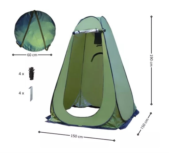 CARPA CASETA VESTIDOR 2P UV + DUCHA 40 L + BAÑO PORTÁTIL - 3