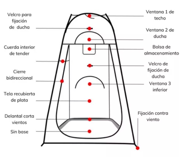 CARPA CASETA VESTIDOR 2P UV + DUCHA 40 L + BAÑO PORTÁTIL - 4