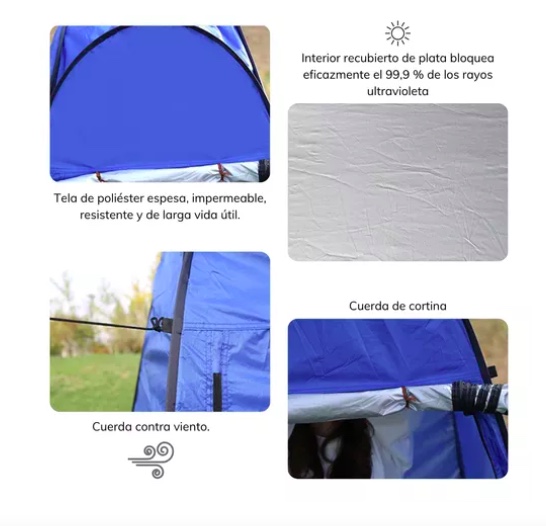 CARPA CASETA VESTIDOR 2P UV + DUCHA 40 L + BAÑO PORTÁTIL - 5