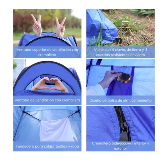 CARPA CASETA VESTIDOR 2P UV + DUCHA 40 L + BAÑO PORTÁTIL - 6