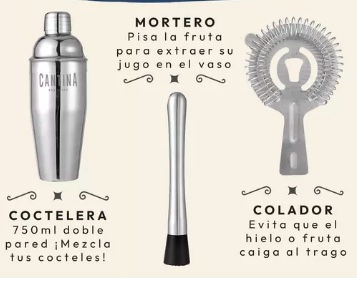 JUEGO BARTENDER COCTELERA UTENSILIOS - 4