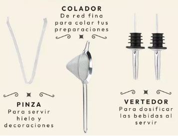 JUEGO BARTENDER COCTELERA UTENSILIOS - 6