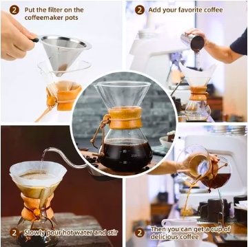 CAFETERA CHEMEX MADERA CON FILTRO DE ACERO INOXIDABLE - 2